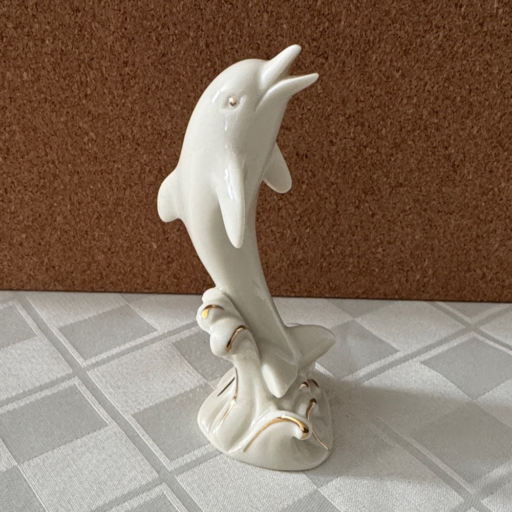 Lenox White Dolphin Ceramic with Gold Accents